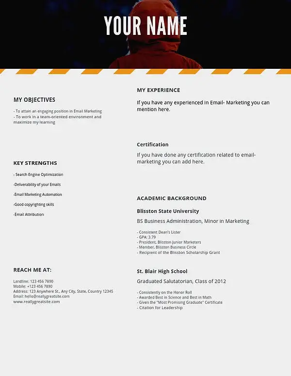 Best Examples of Digital Marketing Resume for Freshers